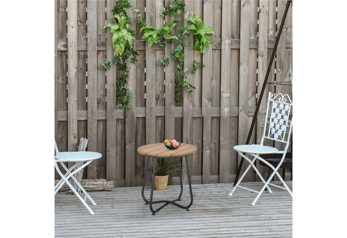 Outsunny Gartentisch Stahl Kunststoff Lattenrost-Design - Bild 3