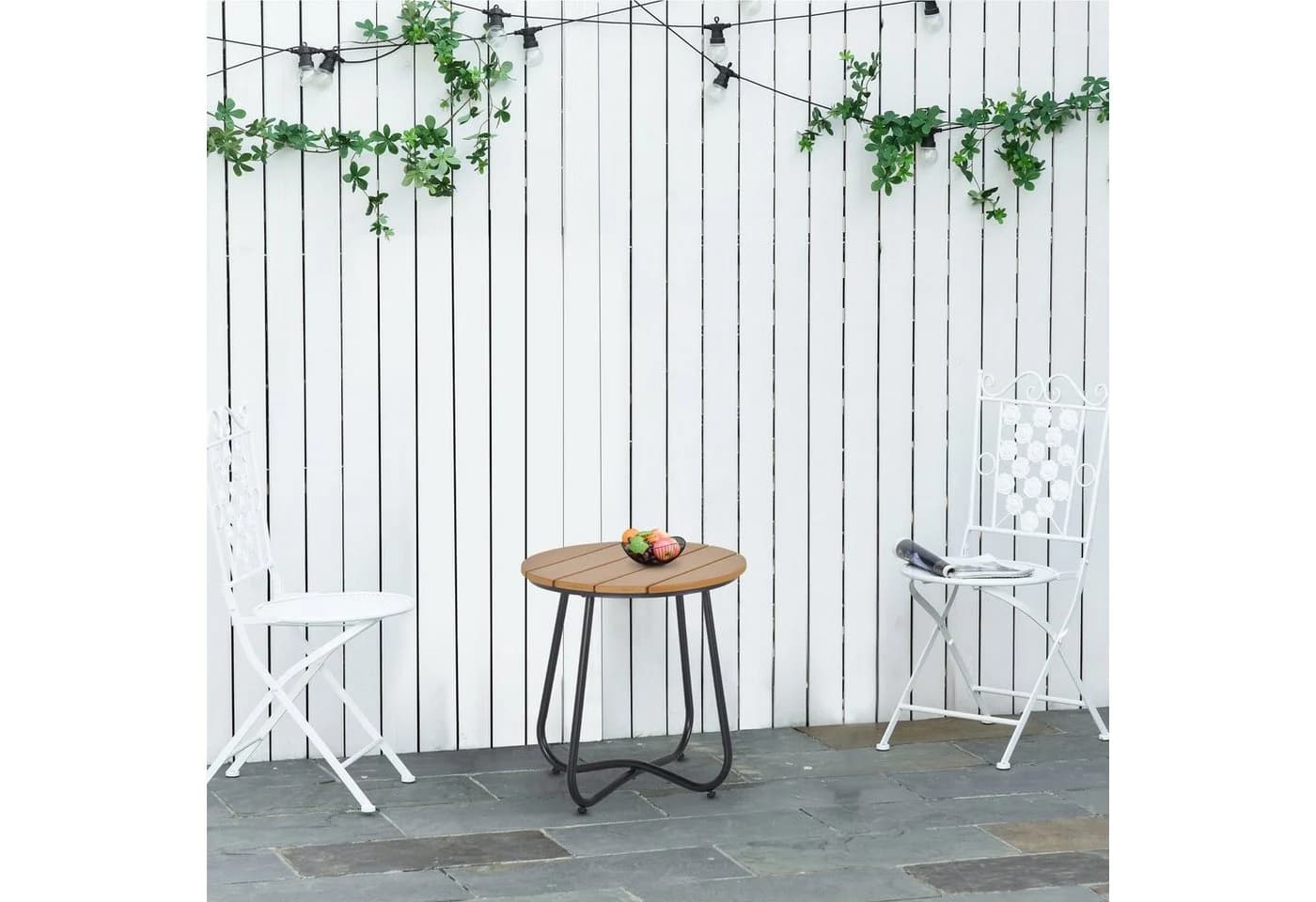 Outsunny Gartentisch Stahl Kunststoff Lattenrost-Design - Bild 4