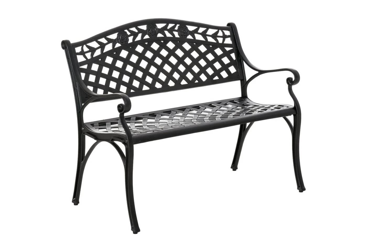 Outsunny Gartenbank Aluminium Schwarz Nostalgisches Design