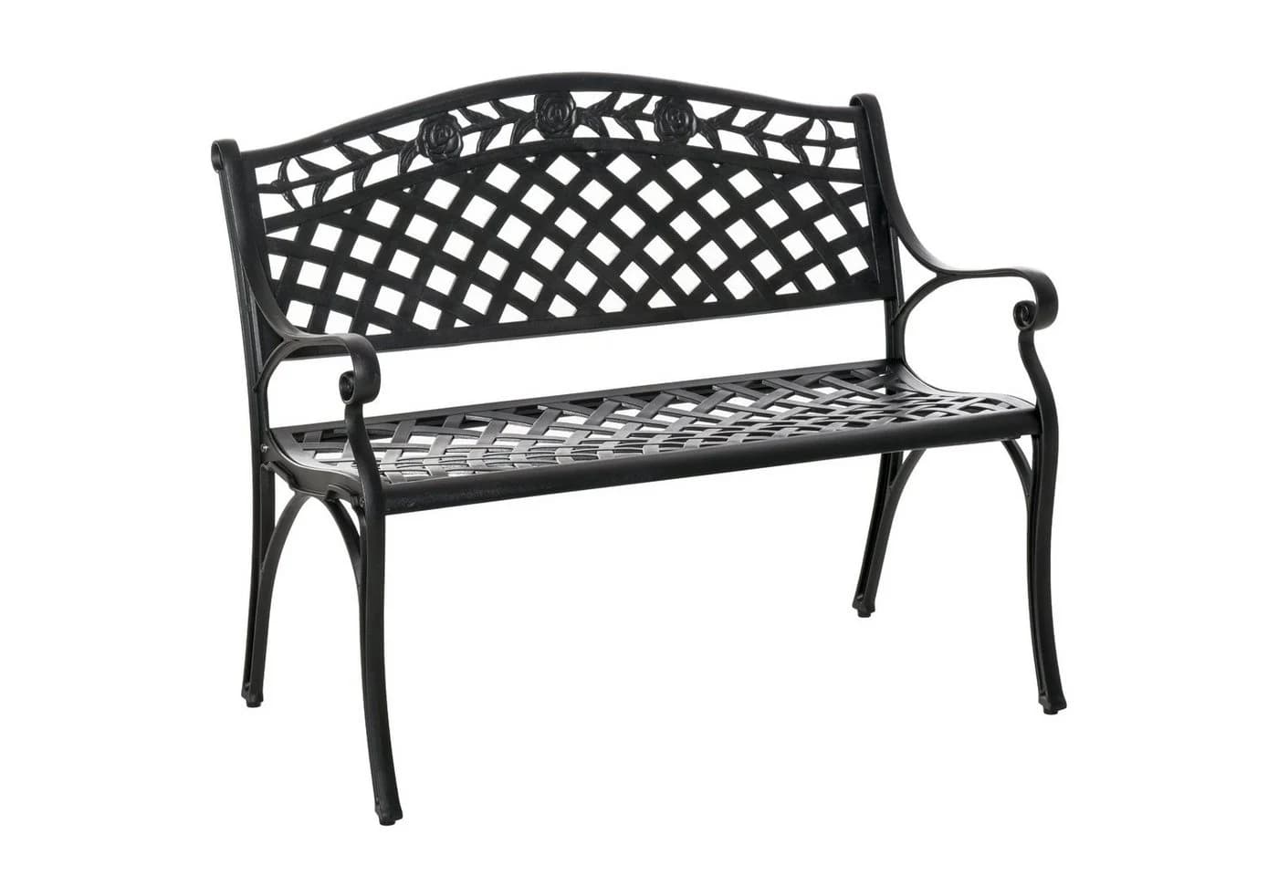 Outsunny Gartenbank Aluminium Schwarz Nostalgisches Design - Bild 2