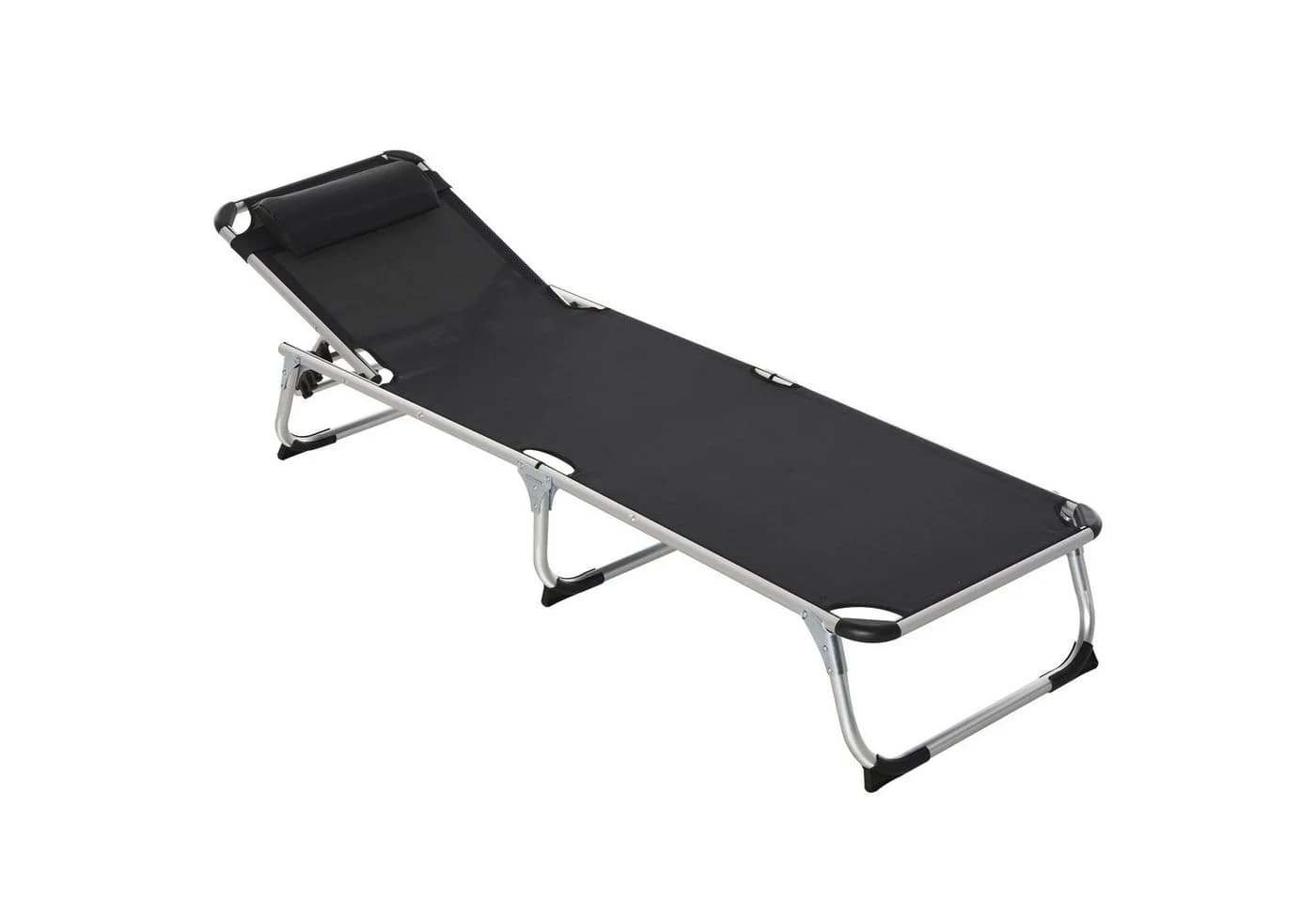 Outsunny Gartenliege 5-stufig verstellbar Schwarz Aluminium