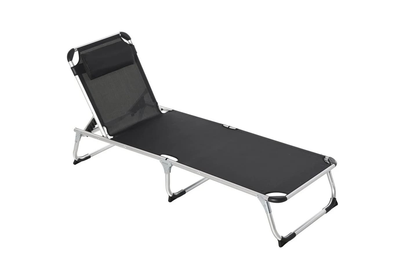 Outsunny Gartenliege 5-stufig verstellbar Schwarz Aluminium - Bild 2