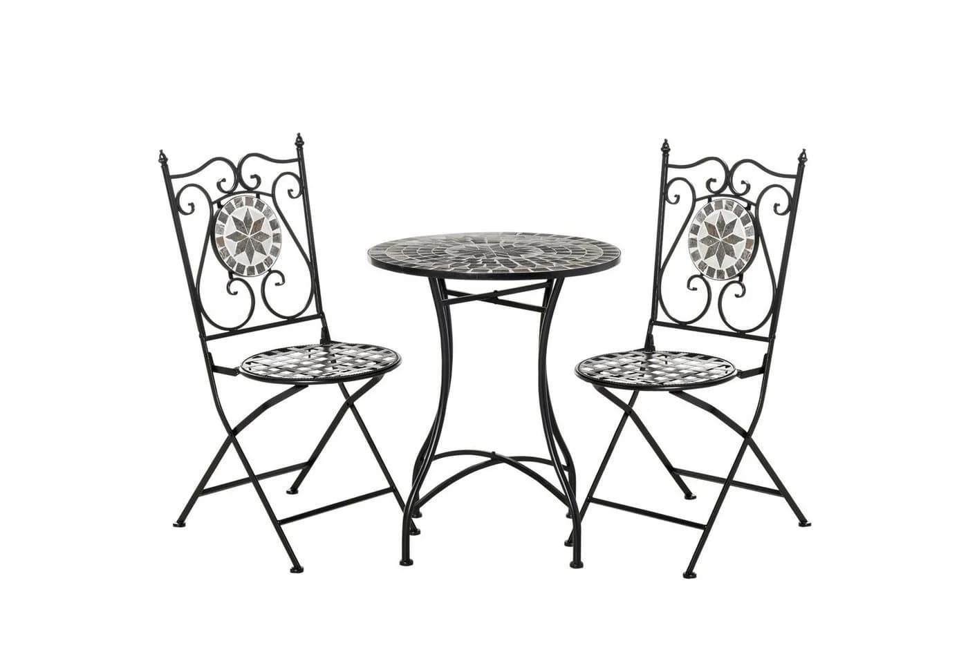 Outsunny Garten Sitzgruppe Metall Keramikfliese