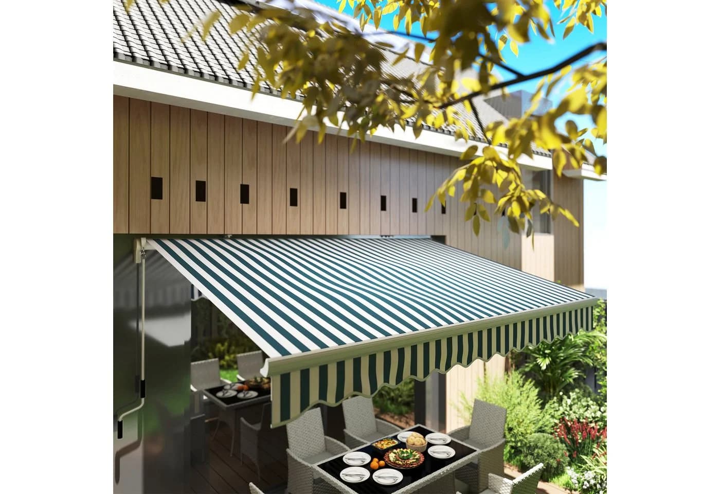Outsunny Markise Outdoor manuelle Balkonmarkise 3,95m mit Handkurbe - Bild 2