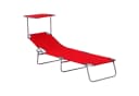 Outsunny Feldbett Strandliege mit Sonnenschutz Rot Bild 1