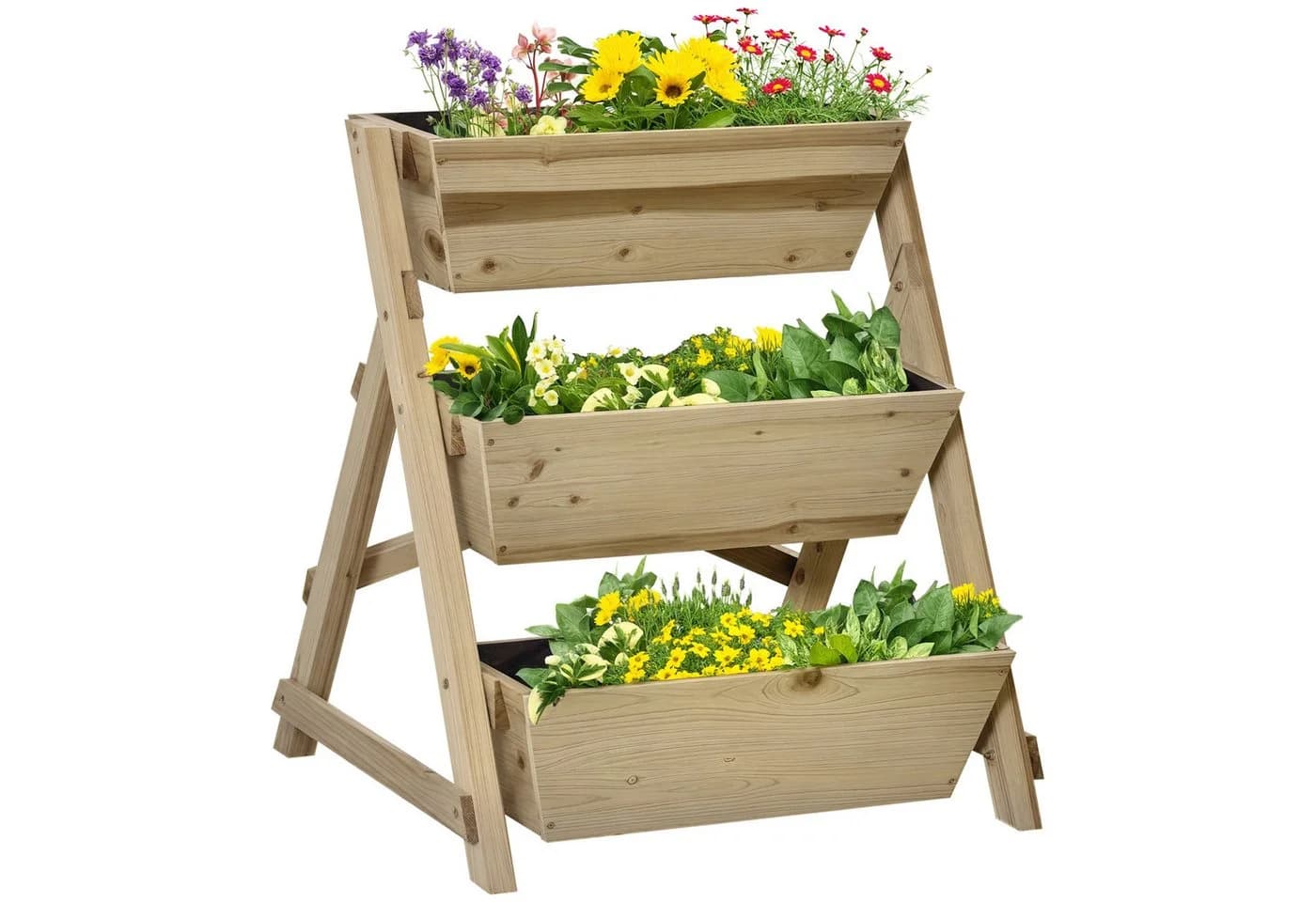 Outsunny 3-stufiges Hochbeet aus massivem Tannenholz