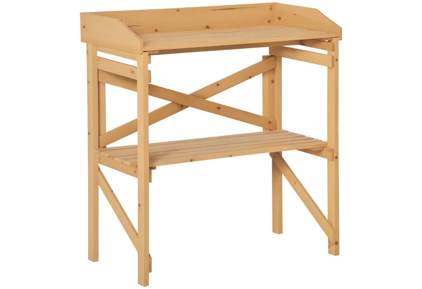 Outsunny Pflanztisch mit Ablagefläche Tannenholz Braun