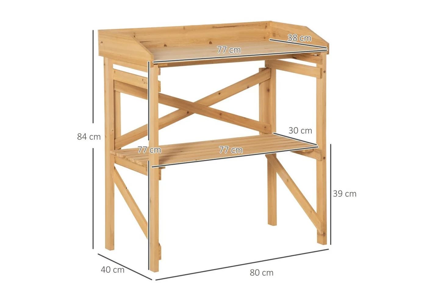 Outsunny Pflanztisch mit Ablagefläche Tannenholz Braun - Bild 3