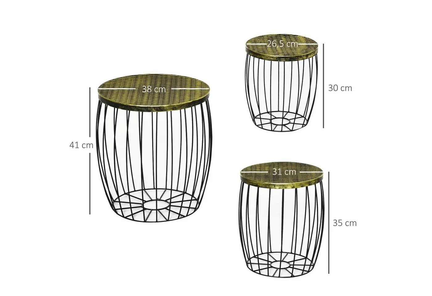 Outsunny Gartentisch Set 3-tlg. Metall Rattan - Bild 3