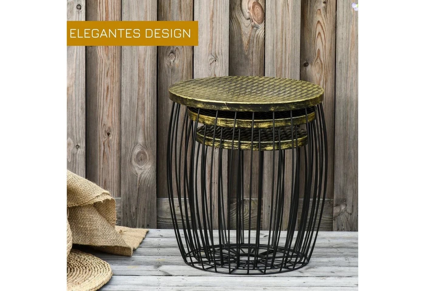 Outsunny Gartentisch Set 3-tlg. Metall Rattan - Bild 4