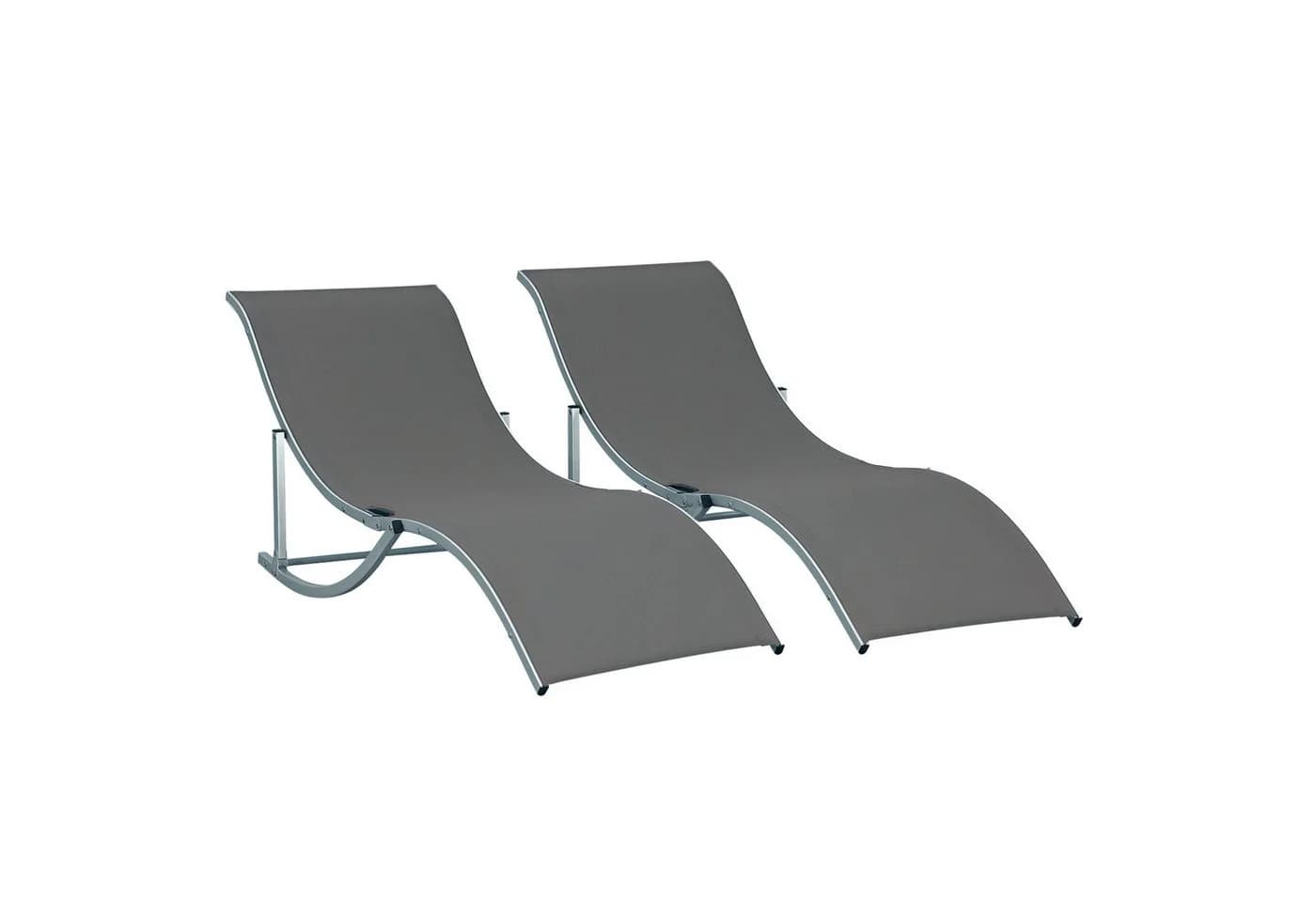 Outsunny Gartenliege 2er Set Aluminium Texteline Dunkelgrau