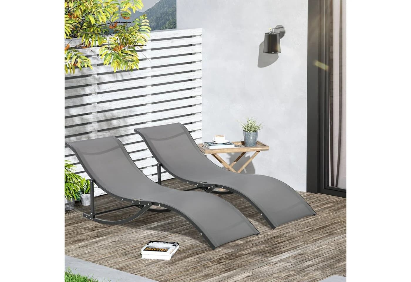 Outsunny Gartenliege 2er Set Aluminium Texteline Dunkelgrau - Bild 2