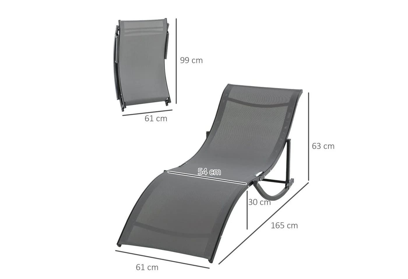 Outsunny Gartenliege 2er Set Aluminium Texteline Dunkelgrau - Bild 3