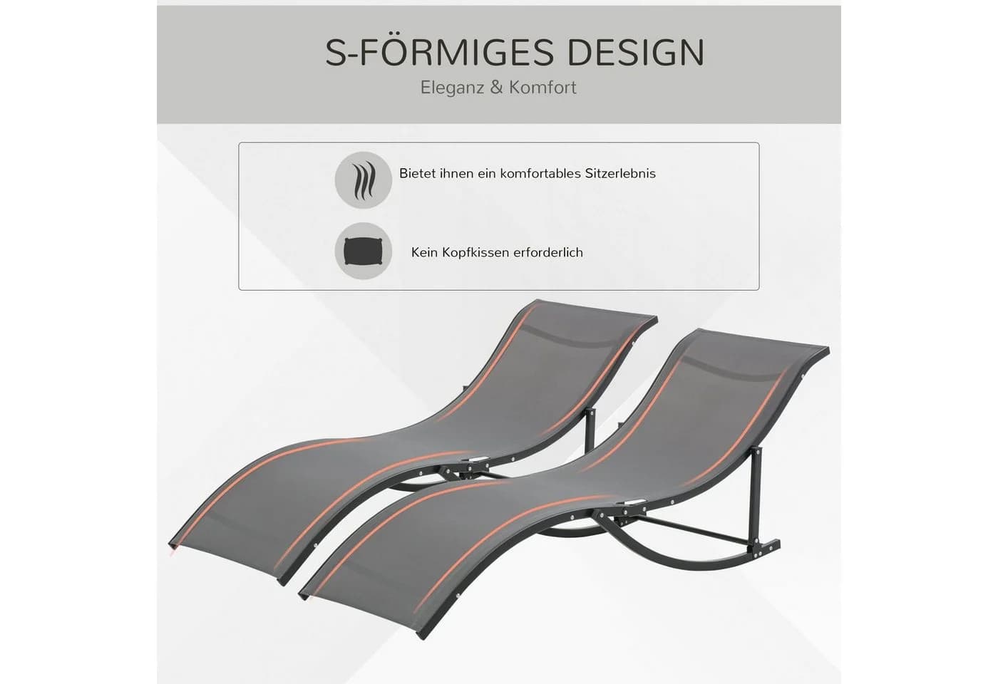 Outsunny Gartenliege 2er Set Aluminium Texteline Dunkelgrau - Bild 4