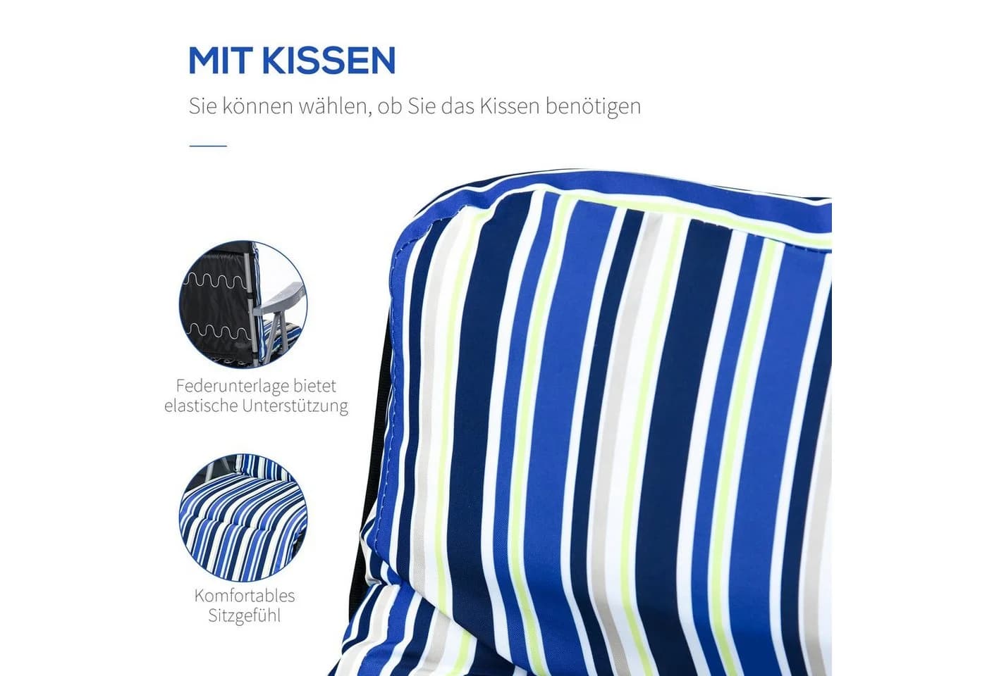 Outsunny Gartenliege Set 2 St. Blau Verstellbare Rückenlehne - Bild 5