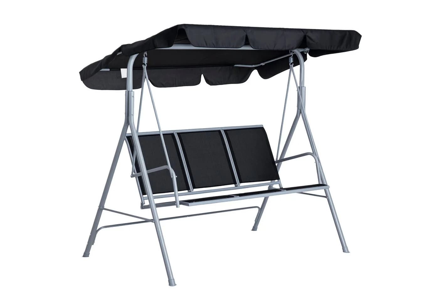 Outsunny Hollywoodschaukel 3-Sitzer mit Sonnendach Schwarz