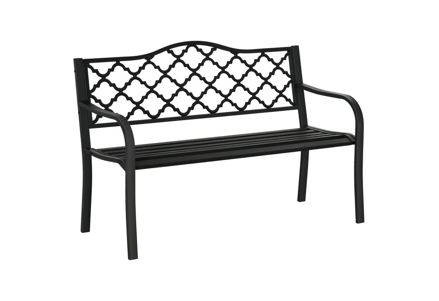Outsunny Gartenbank Metall Sitzbank Schwarz