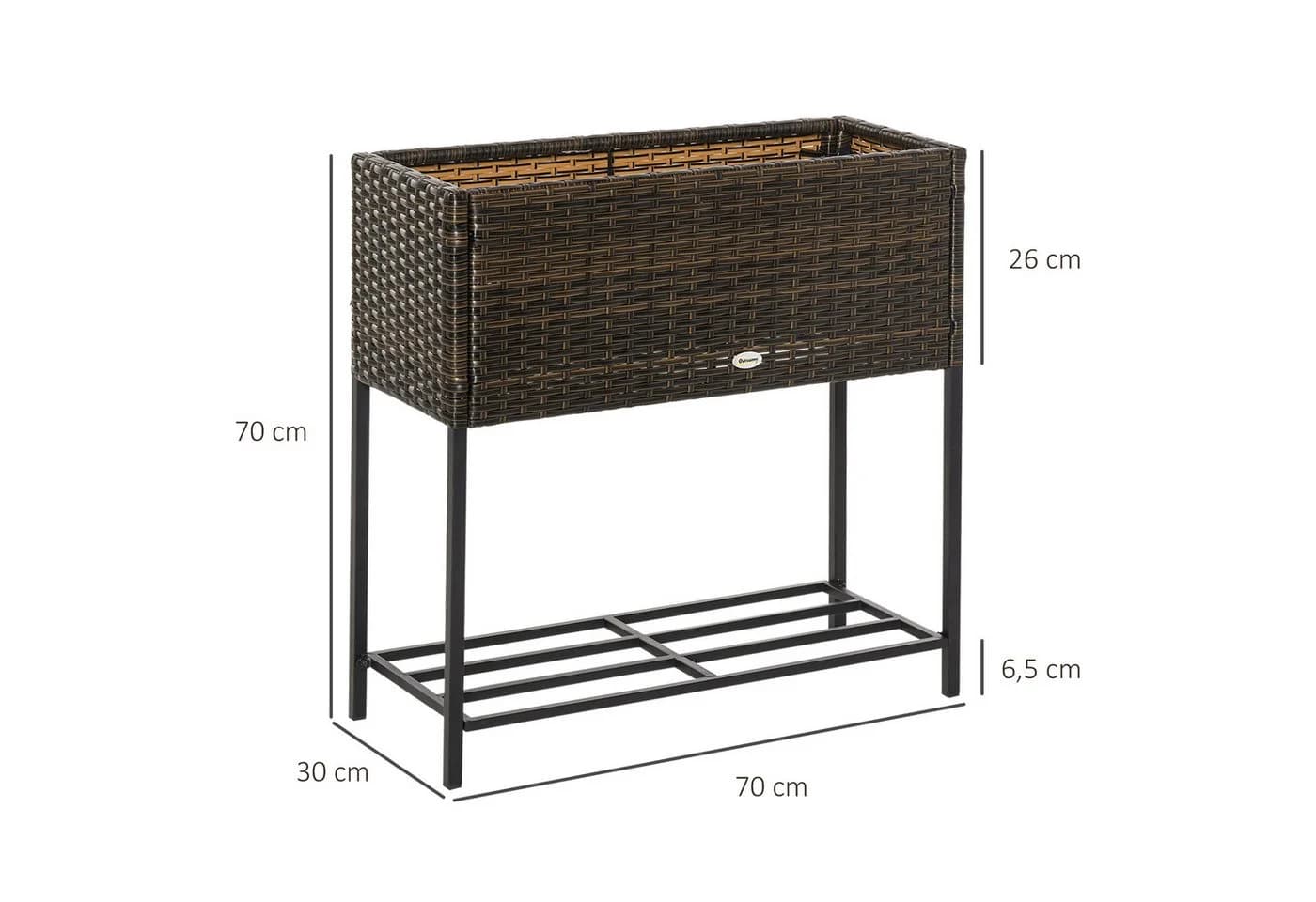 Outsunny Blumenkasten mit Füßen PE-Rattan Metall Braun - Bild 3