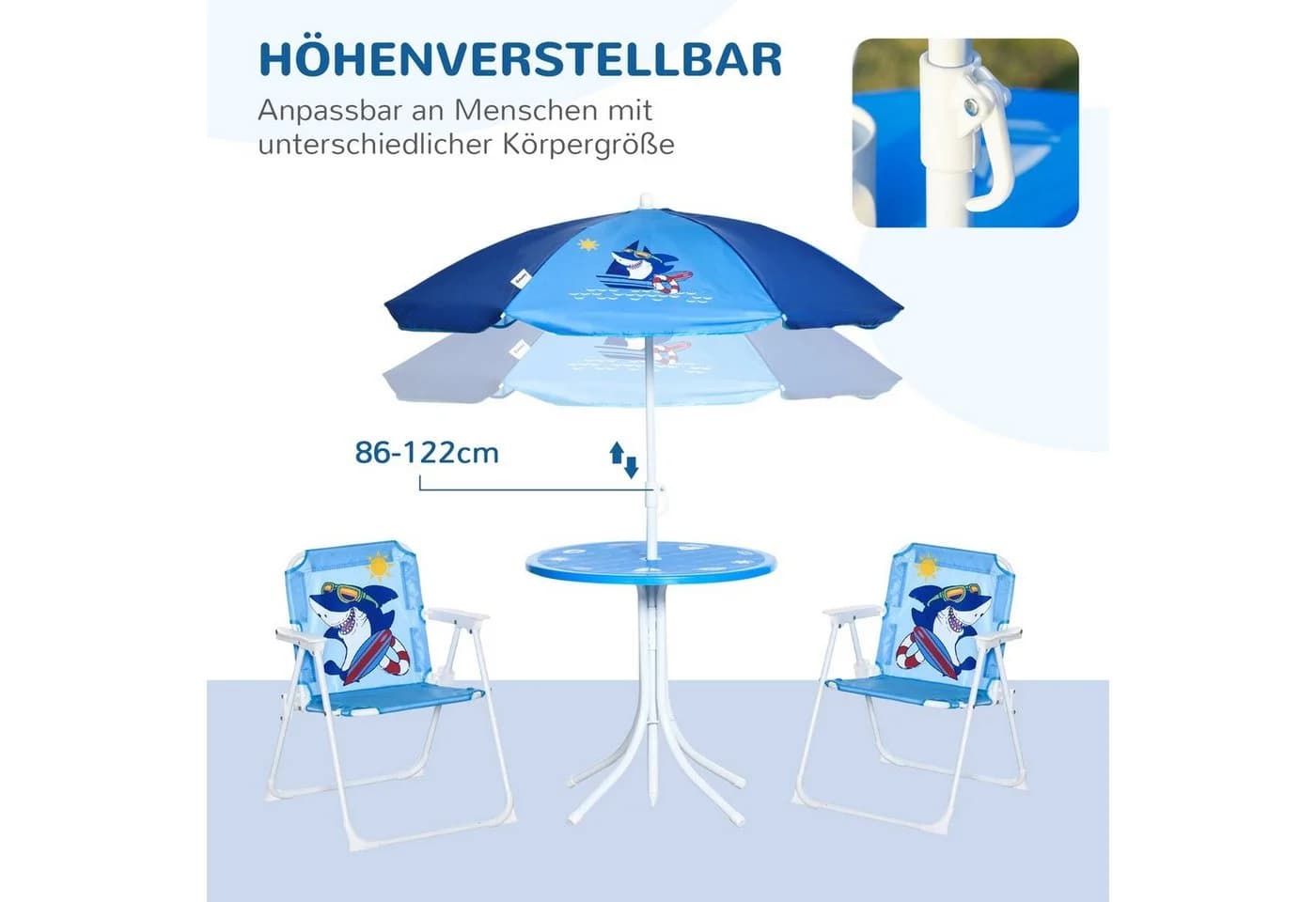 Outsunny Garten-Kindersitzgruppe 4-tlg. mit Sonnenschirm & 2 Klappstühlen - Bild 5