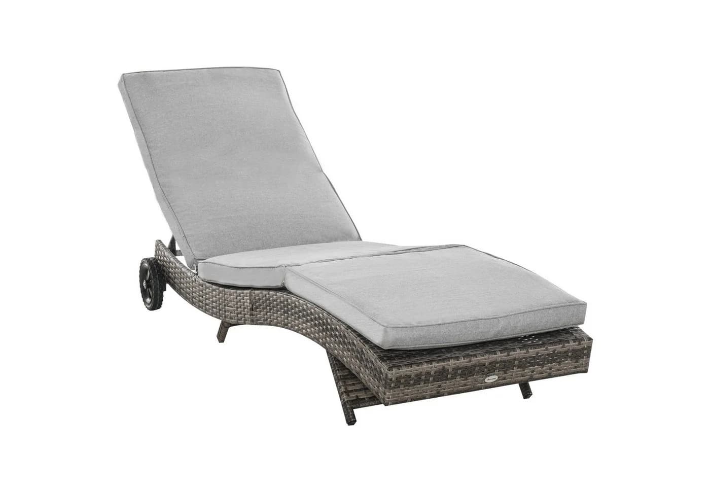 Outsunny Gartenliege mit Kissen Grau Polyrattan Sonnenliege