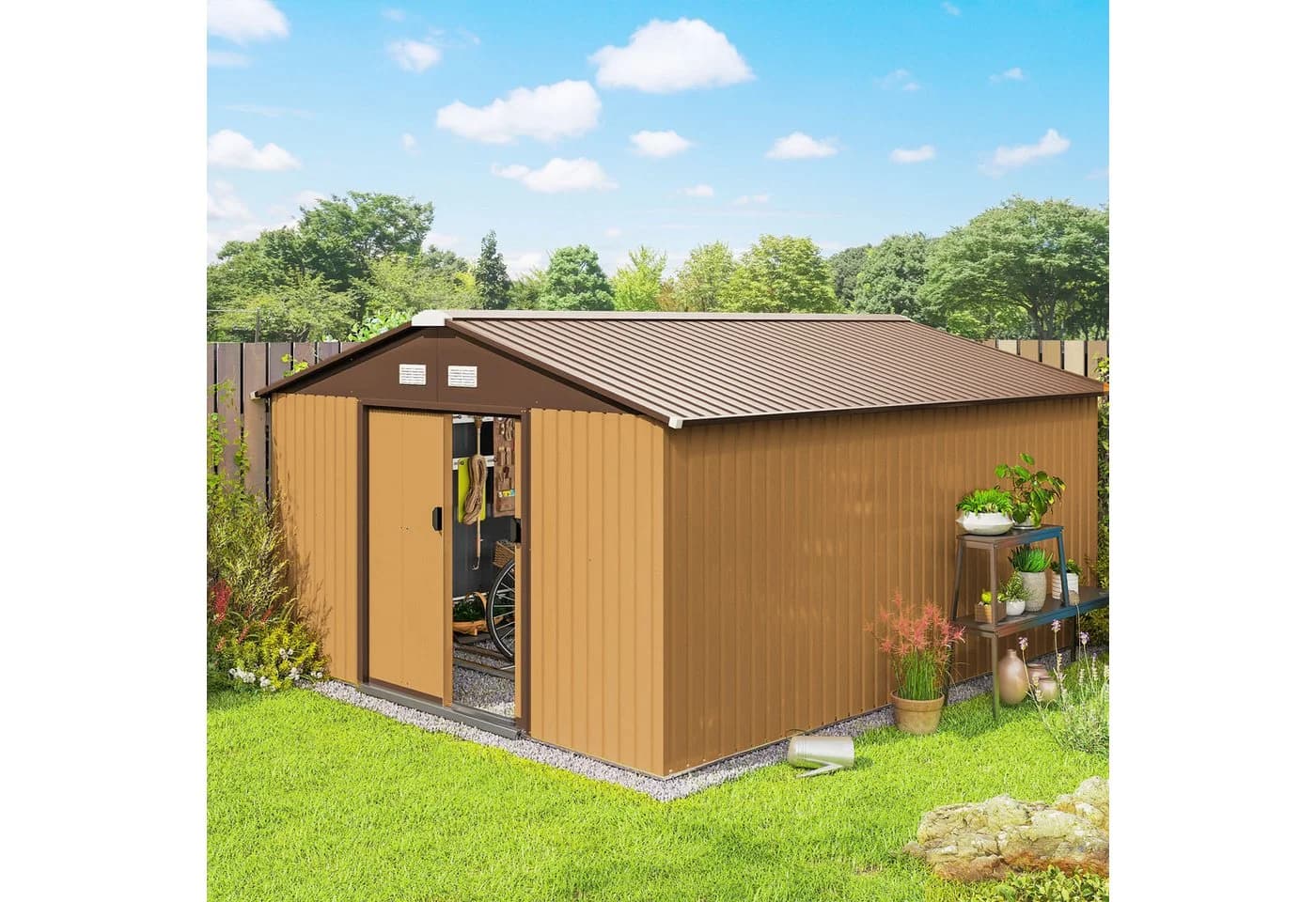 Outsunny Gerätehaus Gelb Verzinkter Stahl - Bild 2