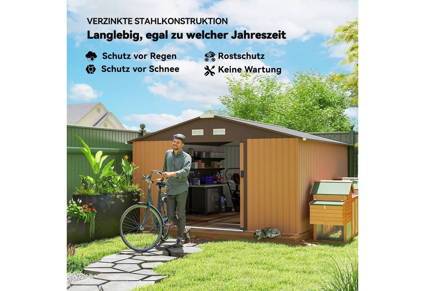 Outsunny Gerätehaus Gelb Verzinkter Stahl - Bild 4