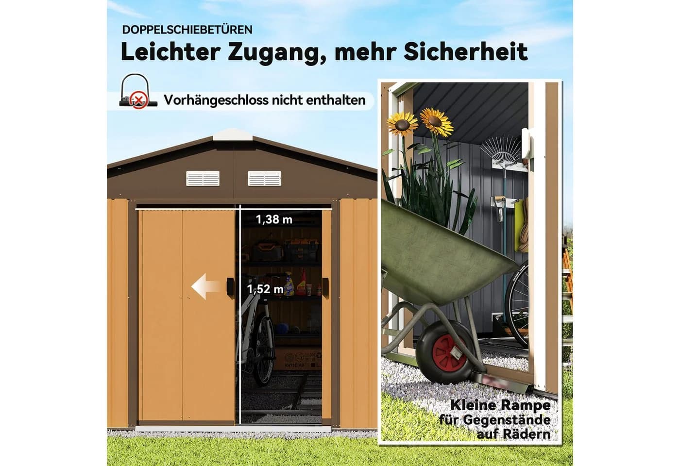 Outsunny Gerätehaus Gelb Verzinkter Stahl - Bild 5