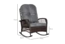 Outsunny Schaukelstuhl Braun Grau Poly Rattan mit Kissen Bild 3