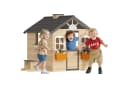 Outsunny Kinderspielhaus mit Sitzbank, Blumentöpfen und Spitzdach Bild 1