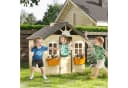 Outsunny Kinderspielhaus mit Sitzbank, Blumentöpfen und Spitzdach Bild 2