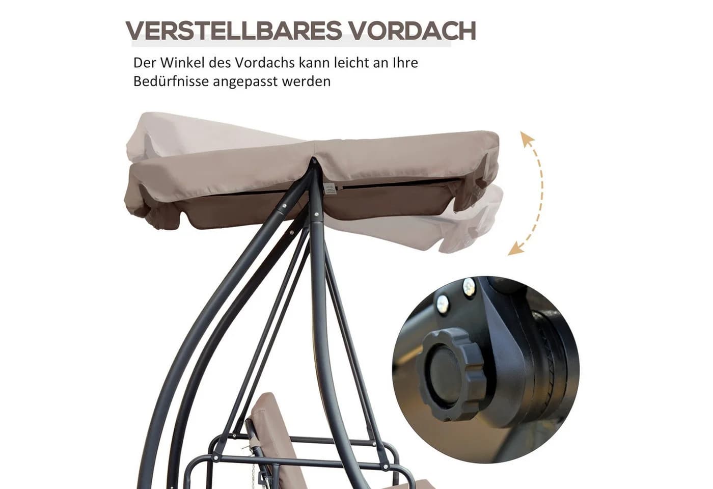 Outsunny Hollywoodschaukel 3-Sitzer mit Liegefunktion Beige - Bild 4