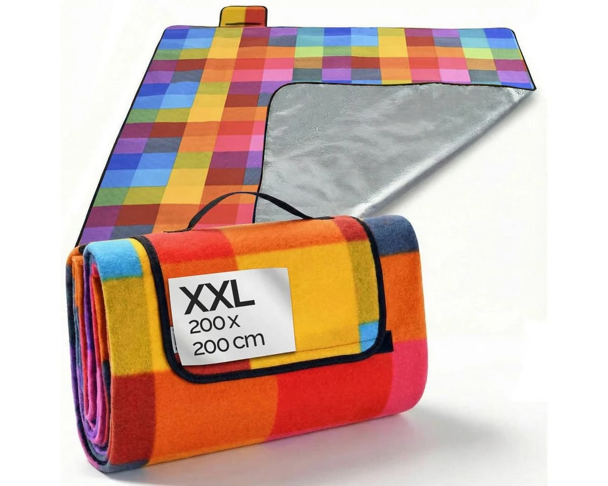 Detex Picknickdecke XXL Wasserdicht Wärmeisoliert Bunt Pixel - Bild 2