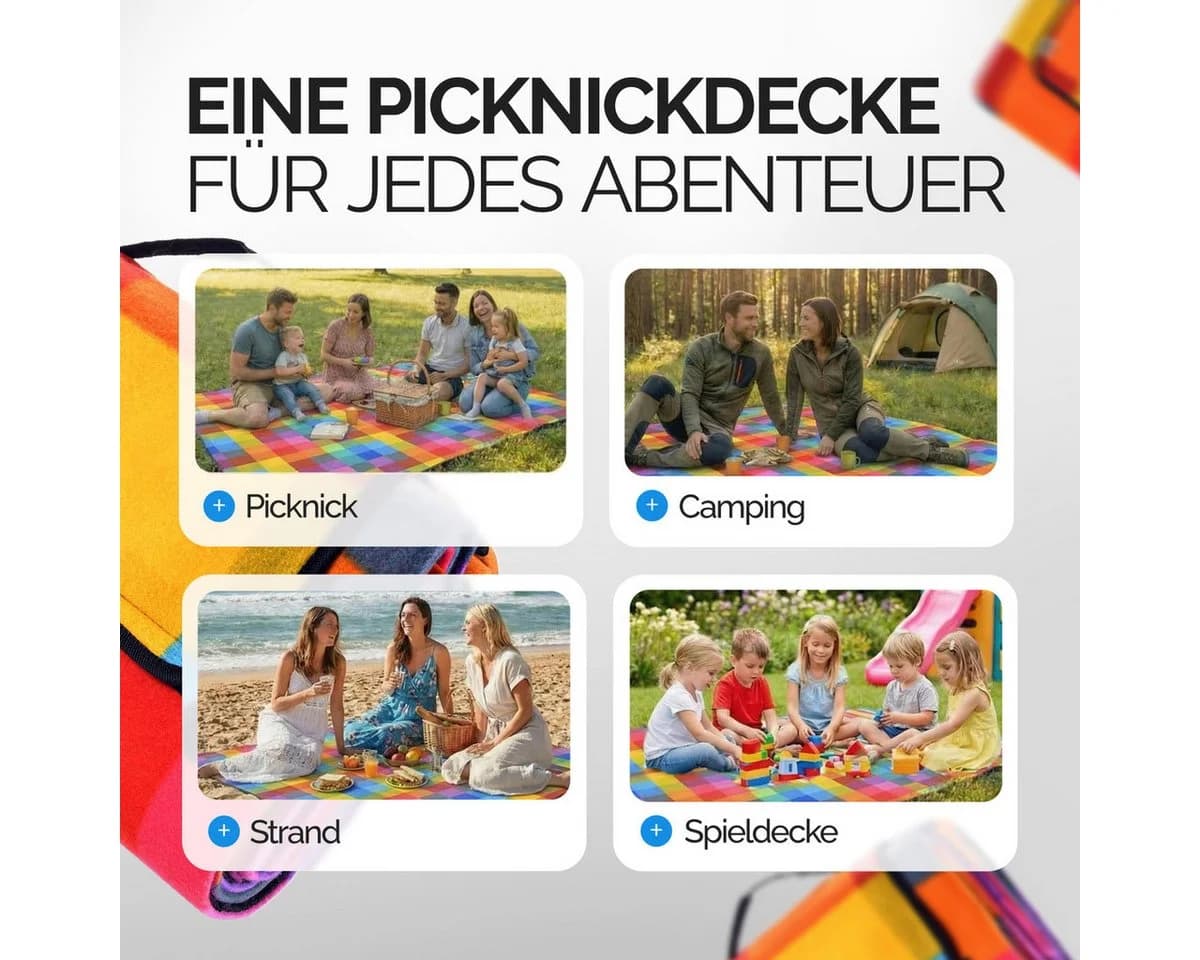 Detex Picknickdecke XXL Wasserdicht Wärmeisoliert Bunt Pixel - Bild 4