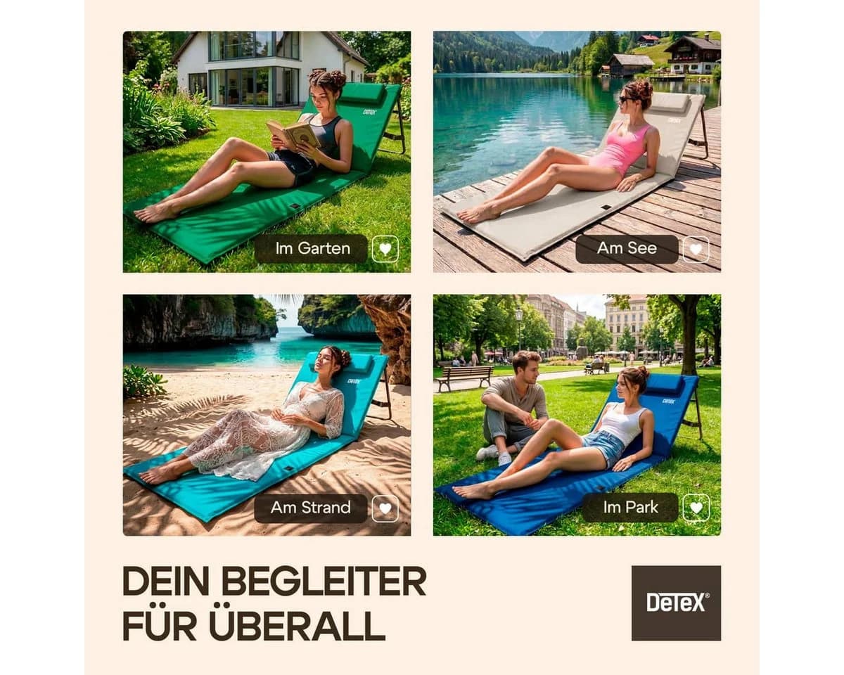 Detex Strandliege mit Rückenlehne und Kopfkissen - Bild 5