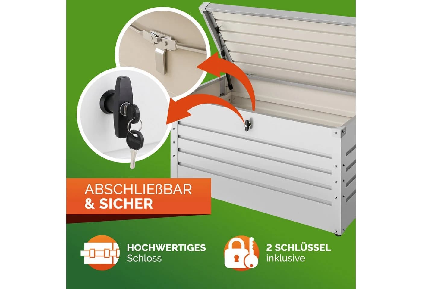 Gardebruk Auflagenbox Metall Weiß 385L mit Gasdruckfeder - Bild 4
