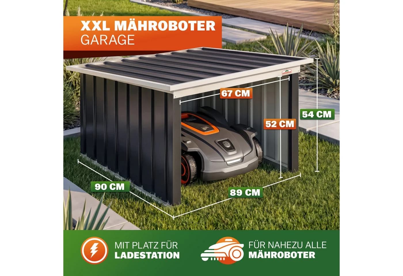 Gardebruk Mähroboter-Garage Anthrazit mit Pultdach