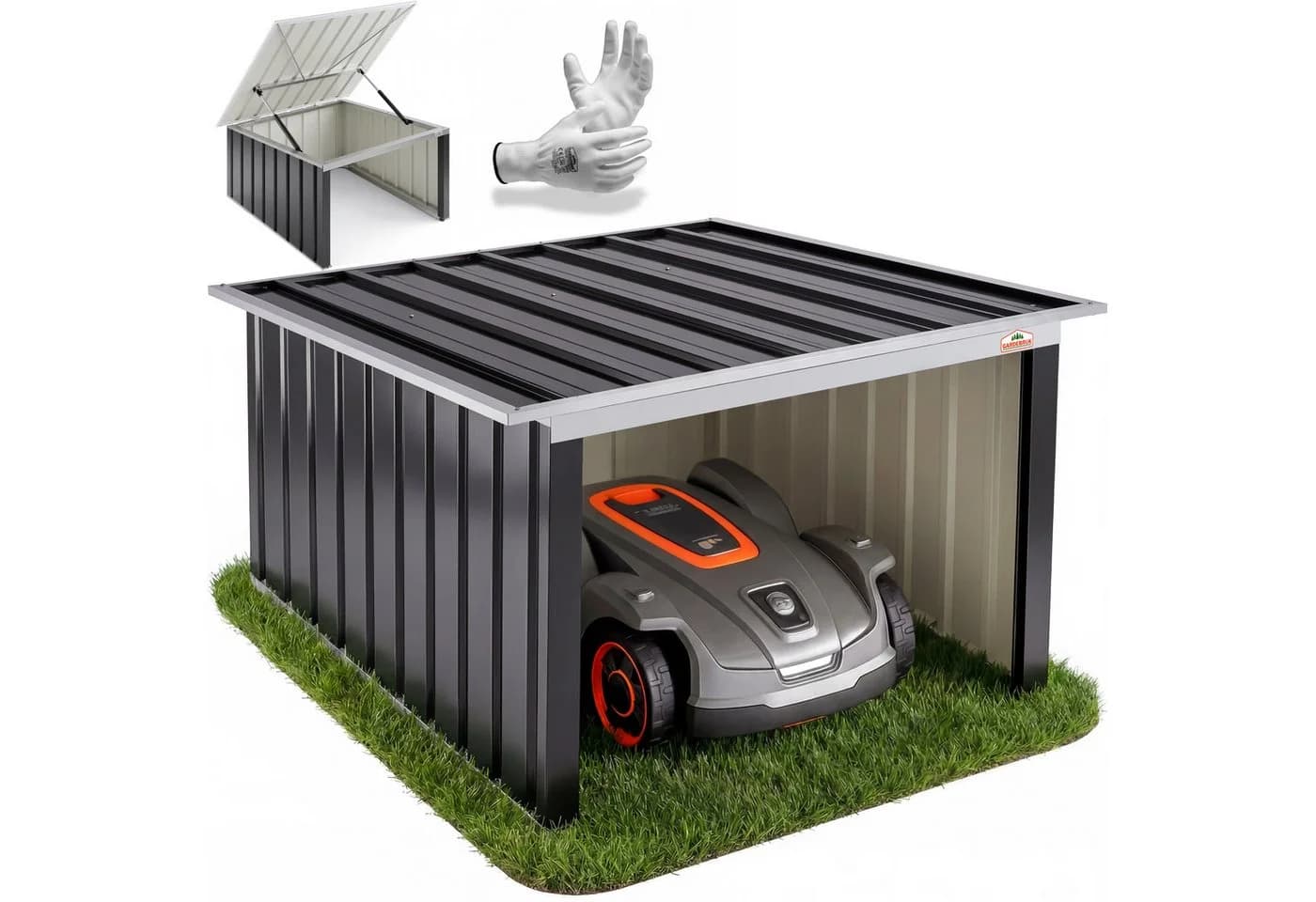 Gardebruk Mähroboter-Garage Anthrazit mit Pultdach - Bild 2