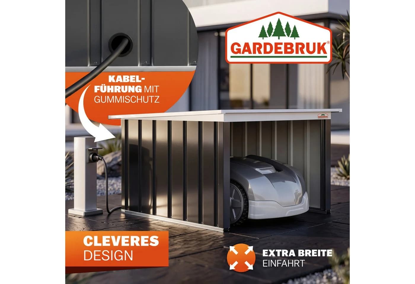 Gardebruk Mähroboter-Garage Anthrazit mit Pultdach - Bild 3