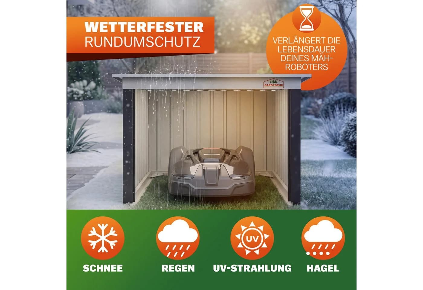 Gardebruk Mähroboter-Garage Anthrazit mit Pultdach - Bild 4