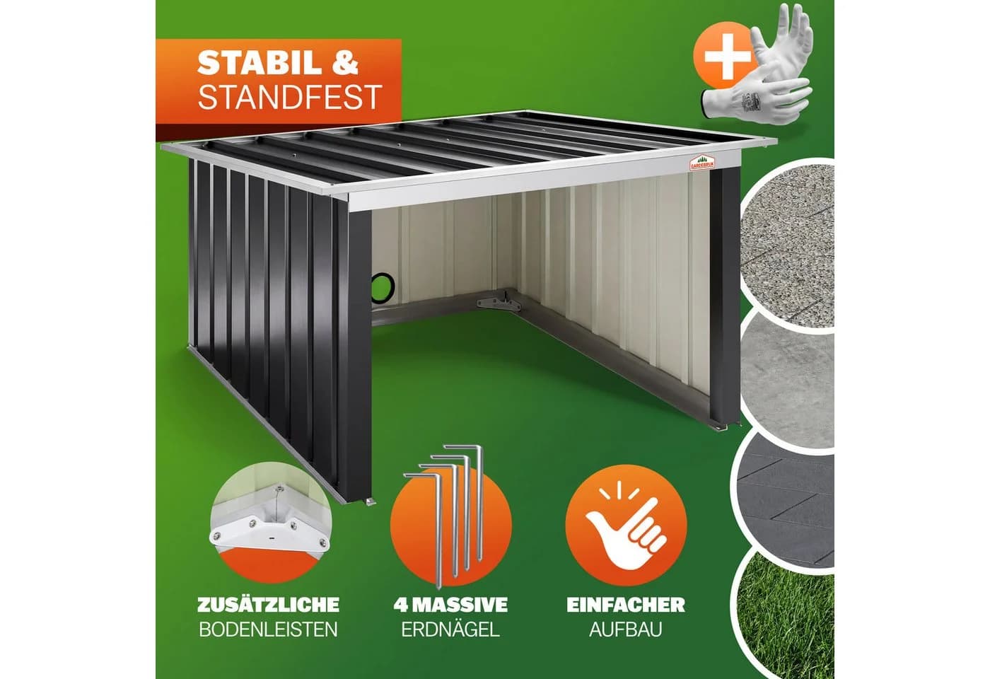 Gardebruk Mähroboter-Garage Anthrazit mit Pultdach - Bild 5