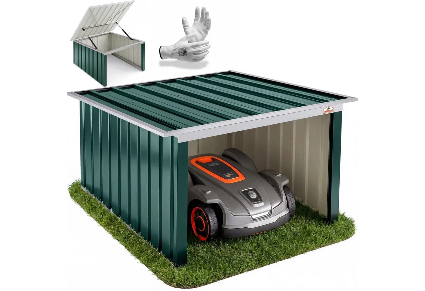 Gardebruk Mähroboter-Garage Pultdach Grün Wetterfest - Bild 2