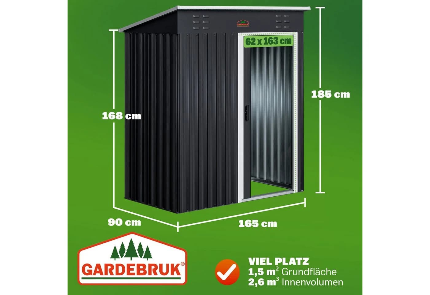 Gardebruk Gerätehaus Anthrazit Stahlblech Schiebetür - Bild 3