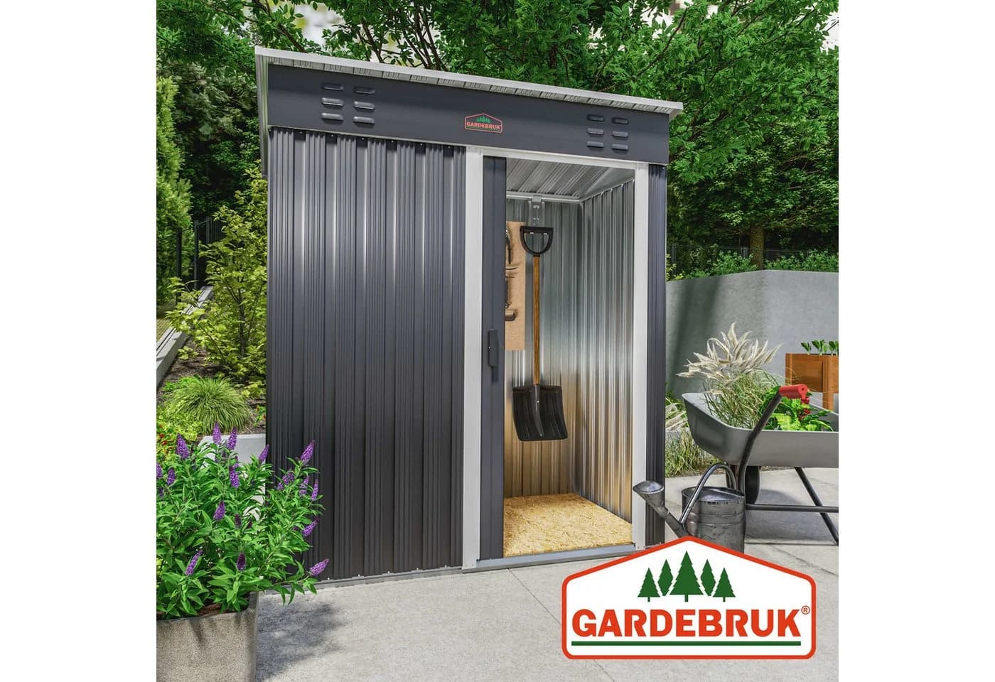 Gardebruk Gerätehaus Anthrazit Stahlblech Schiebetür - Bild 5