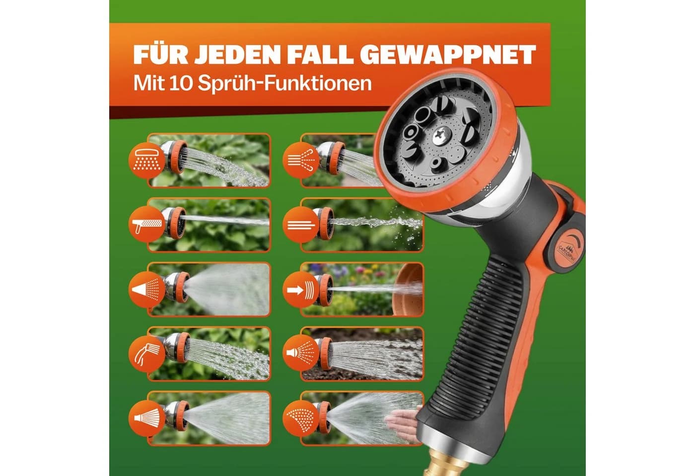 Gardebruk Bewässerungsschlauch Schwarz 7,5m mit Messing-Adapter - Bild 4