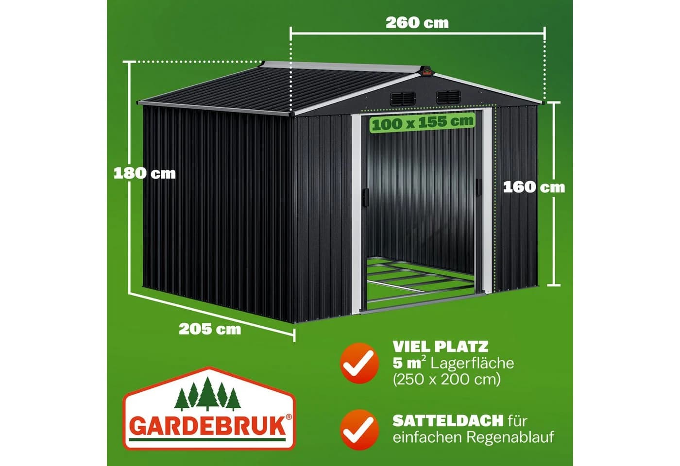 Gardebruk Gerätehaus Metallic-Grau - Bild 3
