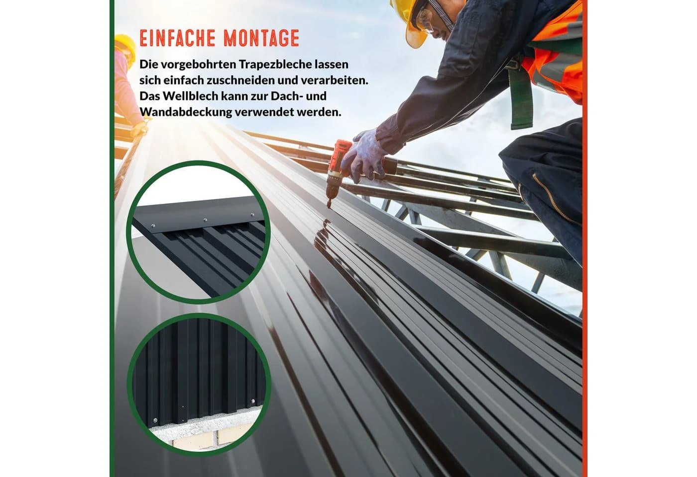 Gardebruk 24x Trapezblech 129x46cm verzinkt grün/anthrazit - Bild 4