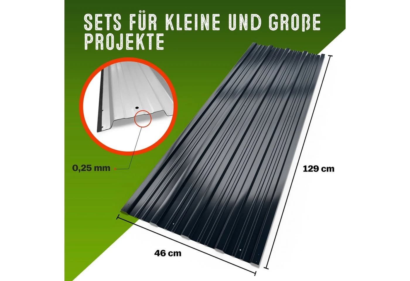 Gardebruk 24x Trapezblech 129x46cm verzinkt grün/anthrazit - Bild 5
