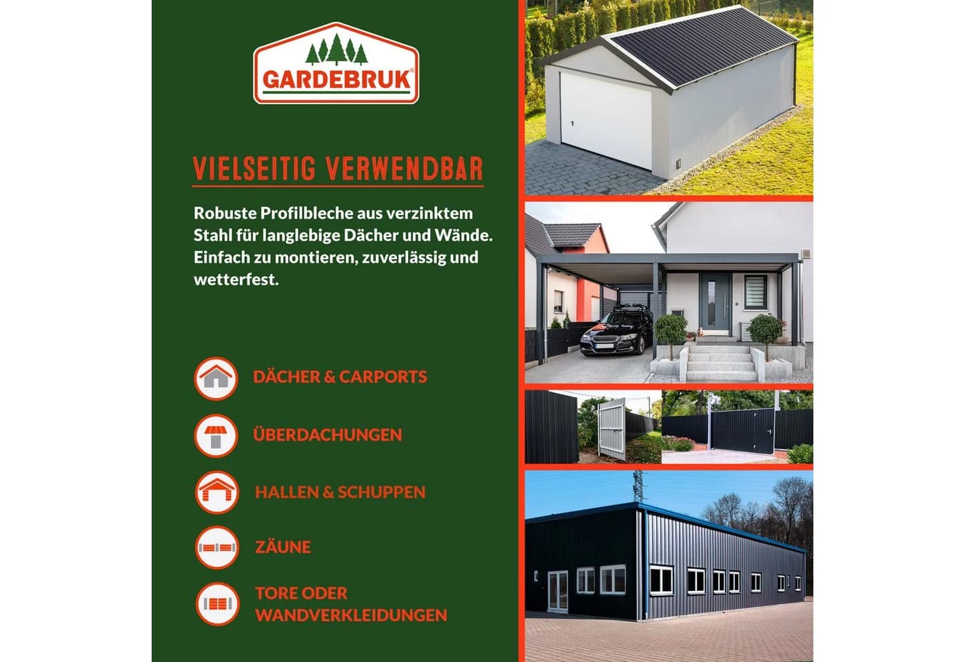 Gardebruk Gerätehaus Profilbleche 129x46cm Anthrazit - Bild 3