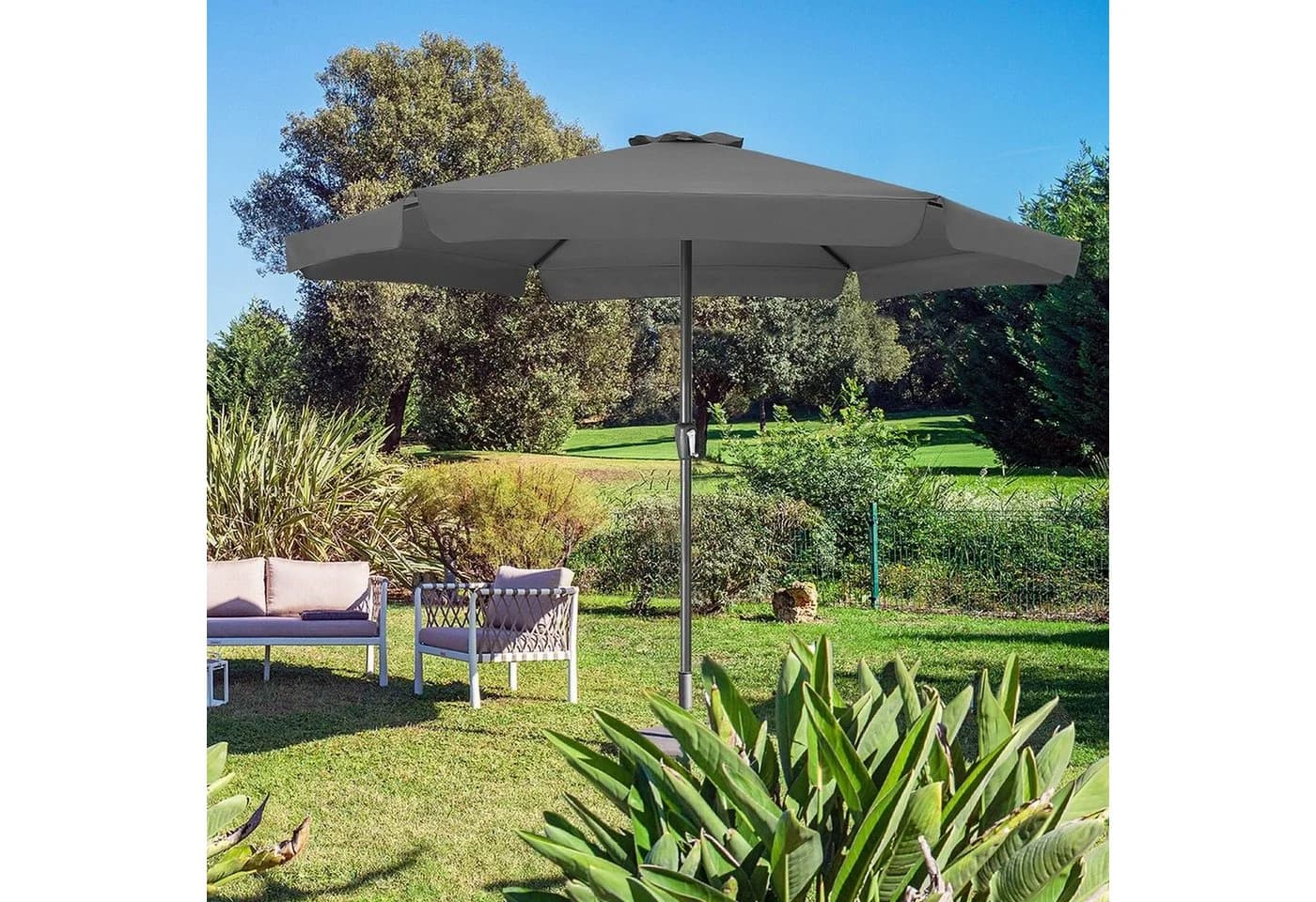 Kingsleeve Sonnenschirm 330 cm mit UV-Schutz 50+ und Kurbel