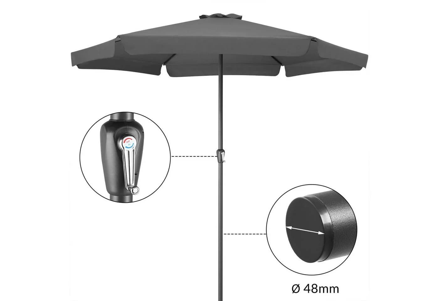 Kingsleeve Sonnenschirm 330 cm mit UV-Schutz 50+ und Kurbel - Bild 3